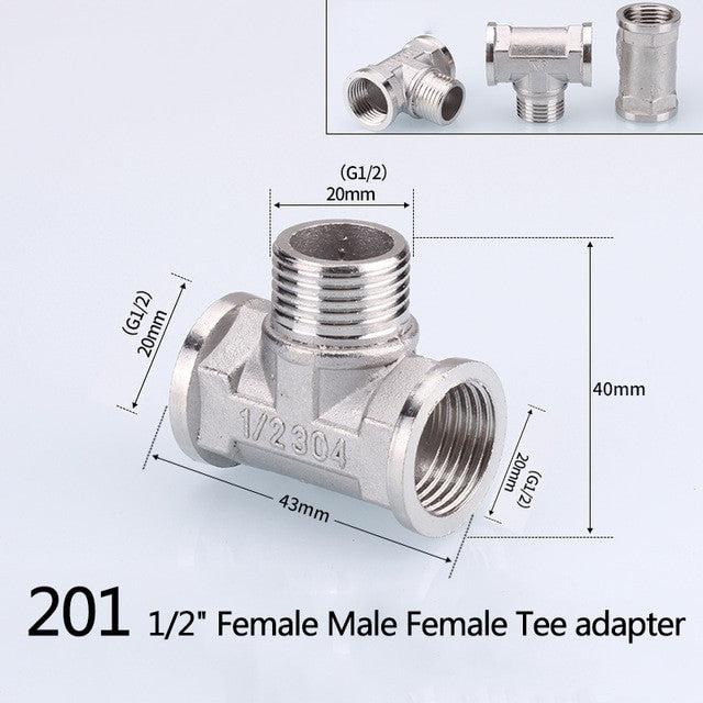 1/2" 3/4" BSP Female Male Thread Tee Type Reducing Stainless steel Elbow Butt joint adapter Adapter Coupler Plumbing fittings|Pipe Fittings - Frontier General Hardware