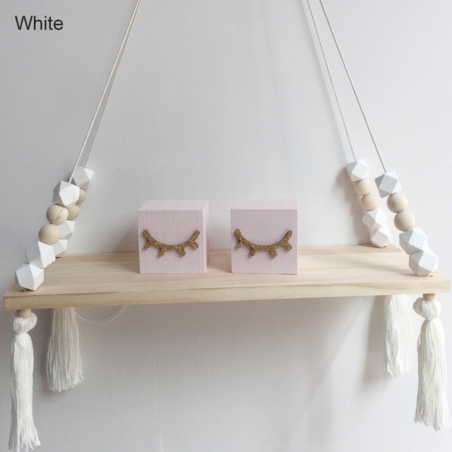 1 Pcs Wall Hanging Decor Swing Shelf Decorative Shelves Room Storage Organization personality Kids Room Wooden Beads Tassel|Decorative Shelves| - Frontier General Hardware