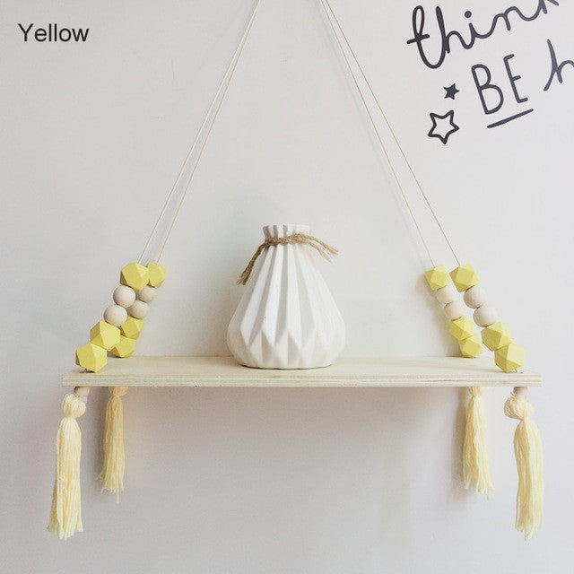 1 Pcs Wall Hanging Decor Swing Shelf Decorative Shelves Room Storage Organization personality Kids Room Wooden Beads Tassel|Decorative Shelves| - Frontier General Hardware
