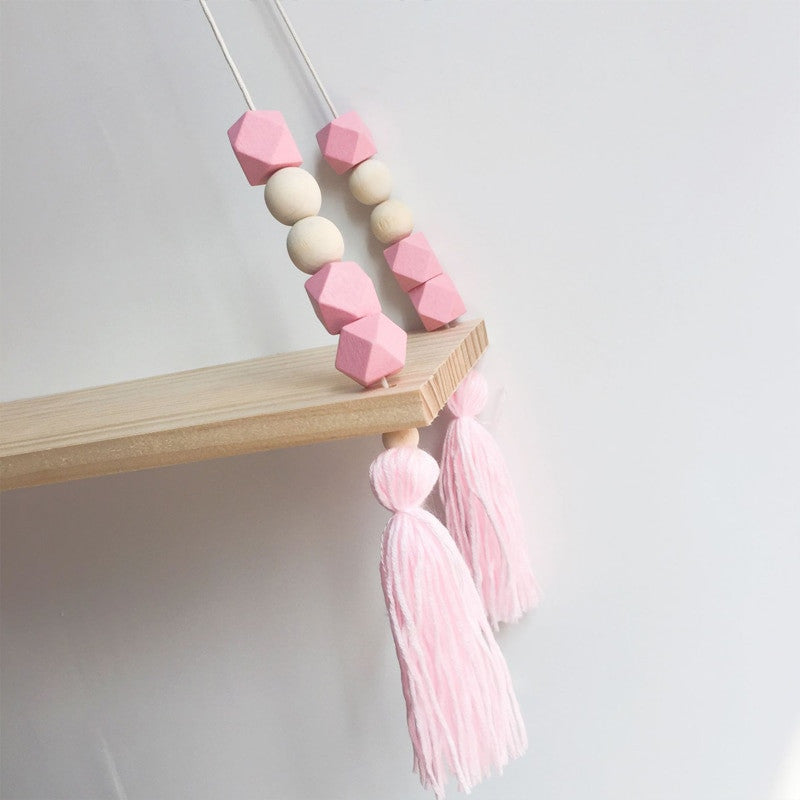 1 Pcs Wall Hanging Decor Swing Shelf Decorative Shelves Room Storage Organization personality Kids Room Wooden Beads Tassel|Decorative Shelves| - Frontier General Hardware