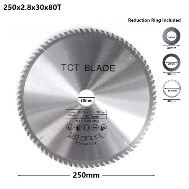 XCAN Wood Cutting Saw Blade 250 255 300 Millimeter Circular Saw Blade TCT Carbide Tipped 28 40 60 80 Teeth Multi Tool Frontier General Hardware