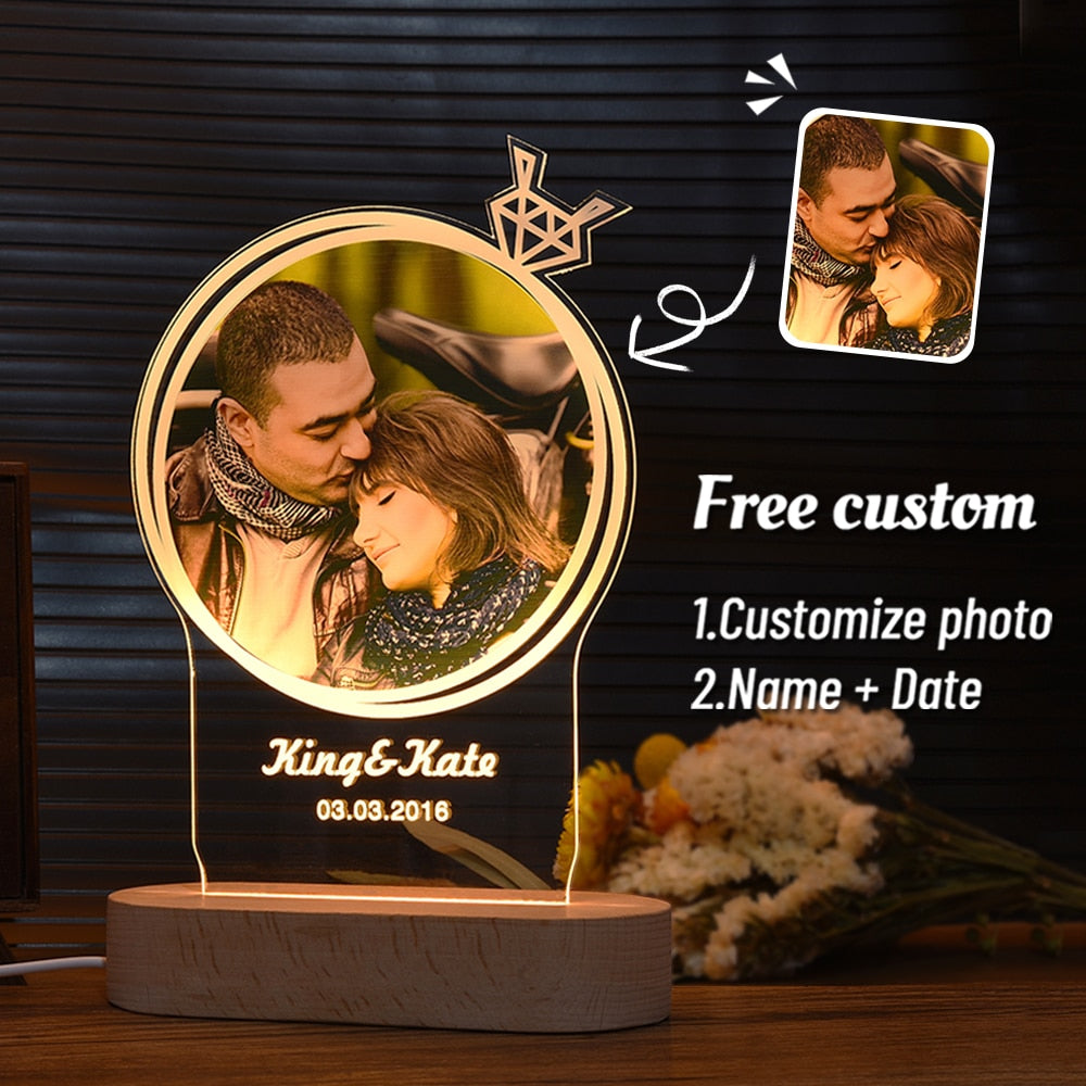Personalized 3D Photo Lamp With Custom Photo And Text 3D Night Light Gift For Valentines Day Anniversary Birthday Frontier General Hardware