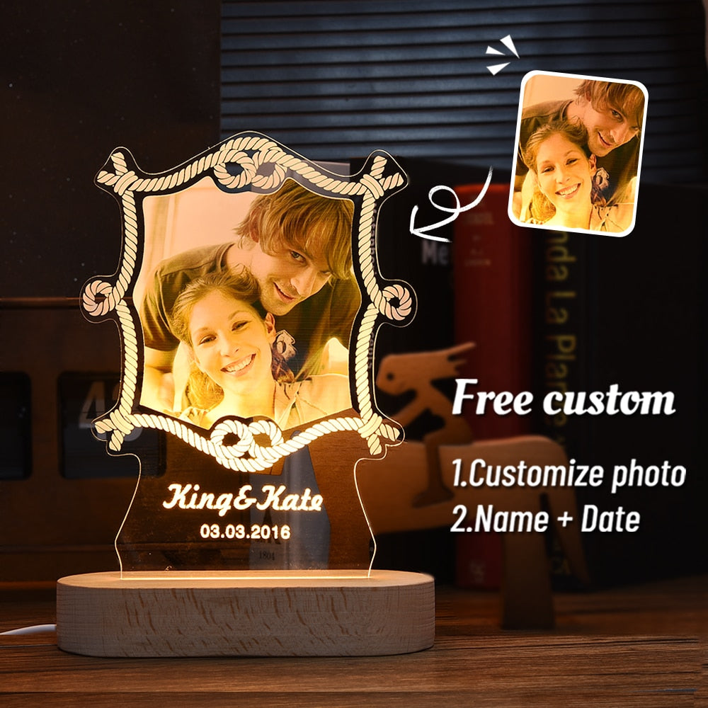 Personalized 3D Photo Lamp With Custom Photo And Text 3D Night Light Gift For Valentines Day Anniversary Birthday Frontier General Hardware