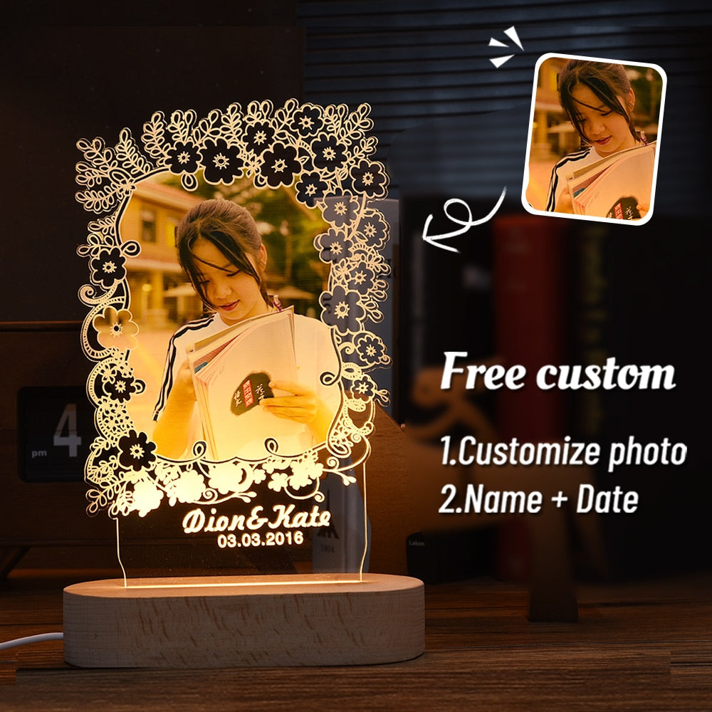 Personalized 3D Photo Lamp With Custom Photo And Text 3D Night Light Gift For Valentines Day Anniversary Birthday Frontier General Hardware