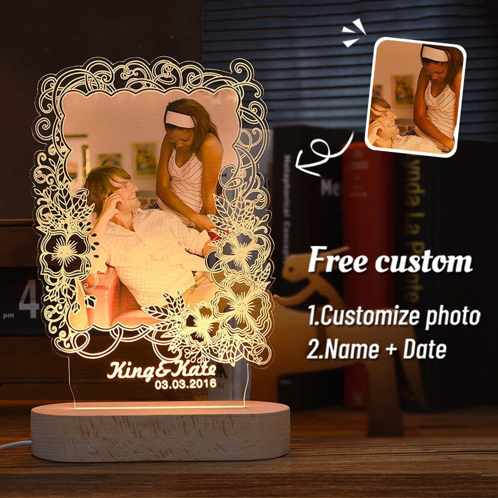 Personalized 3D Photo Lamp With Custom Photo And Text 3D Night Light Gift For Valentines Day Anniversary Birthday Frontier General Hardware
