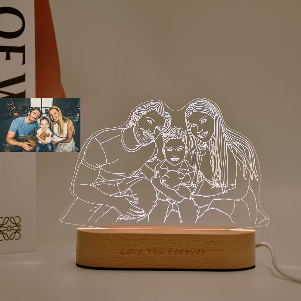 Personalized 3D Photo Lamp With Custom Photo And Text 3D Night Light Gift For Valentines Day Anniversary Birthday Frontier General Hardware