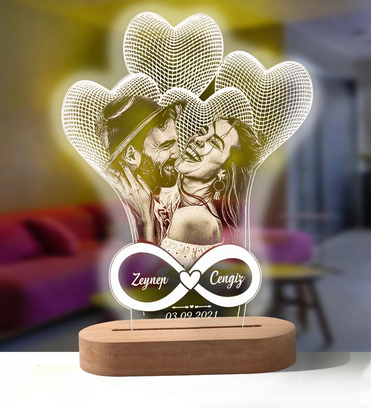 Personalized 3D Photo Lamp With Custom Photo And Text 3D Night Light Gift For Valentines Day Anniversary Birthday Frontier General Hardware