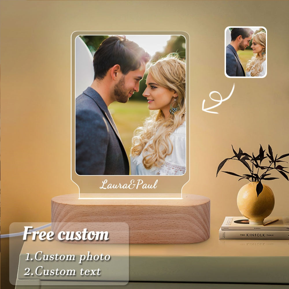 Personalized 3D Photo Lamp With Custom Photo And Text 3D Night Light Gift For Valentines Day Anniversary Birthday Frontier General Hardware