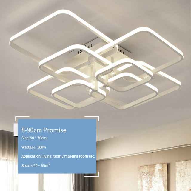 New led Chandelier Lights For Living Room Dining Kitchen Bedroom Home Modern Rectangle Ceiling Lamp Lighting Fixtures|Chandeliers