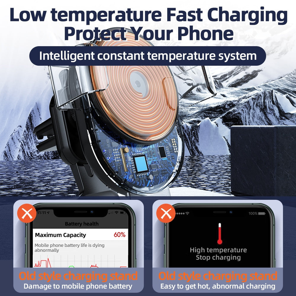 15W Qi Car Phone Holder Wireless Charger Car Mount Intelligent Infrared for Air Vent Mount car charger wireless For iPhone12 pro|Phone Holders & Stands| - Frontier General Hardware
