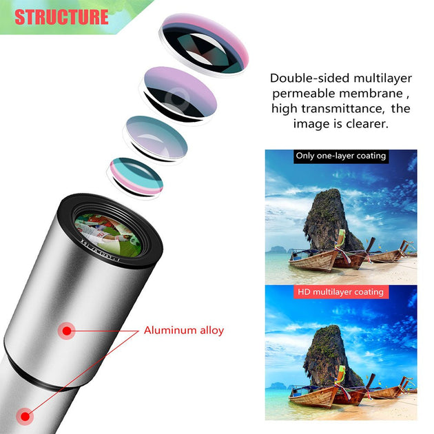 16X Zoom Telephoto Lens 4K HD Monocular Telescope Aluminum Alloy Shell Phone Camera Lens for iPhone Samsung Smartphone Mobile|Mobile Phone Lens - Frontier General Hardware