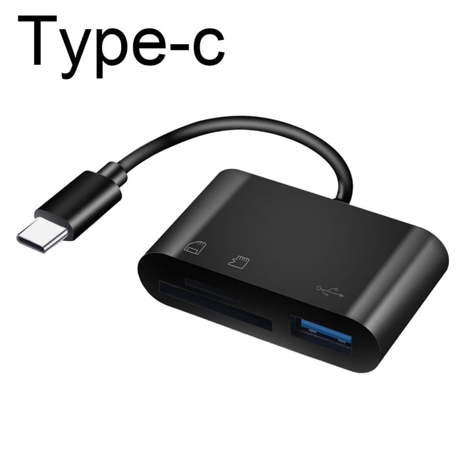 3in1 Type C Micro Adapter OTG Card Reader For TF SD Memory Cards USB C For MacBook Huawei Samsung Xiaomi Frontier General Hardware
