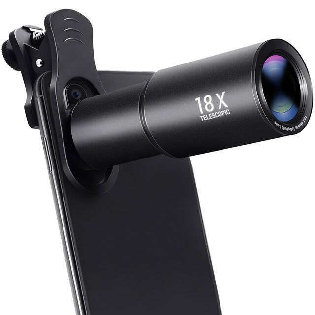 18X Zoom Telephoto Lens with Travel Case Aluminum HD Monocular Telescope Phone Camera Lens for iPhone Samsung Smartphone Mobile|Mobile Phone Lens - Frontier General Hardware