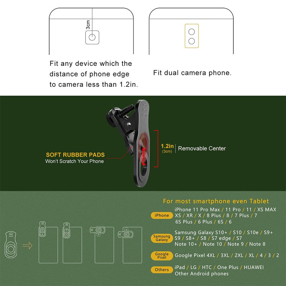 18X Zoom Telephoto Lens with Travel Case Aluminum HD Monocular Telescope Phone Camera Lens for iPhone Samsung Smartphone Mobile|Mobile Phone Lens - Frontier General Hardware