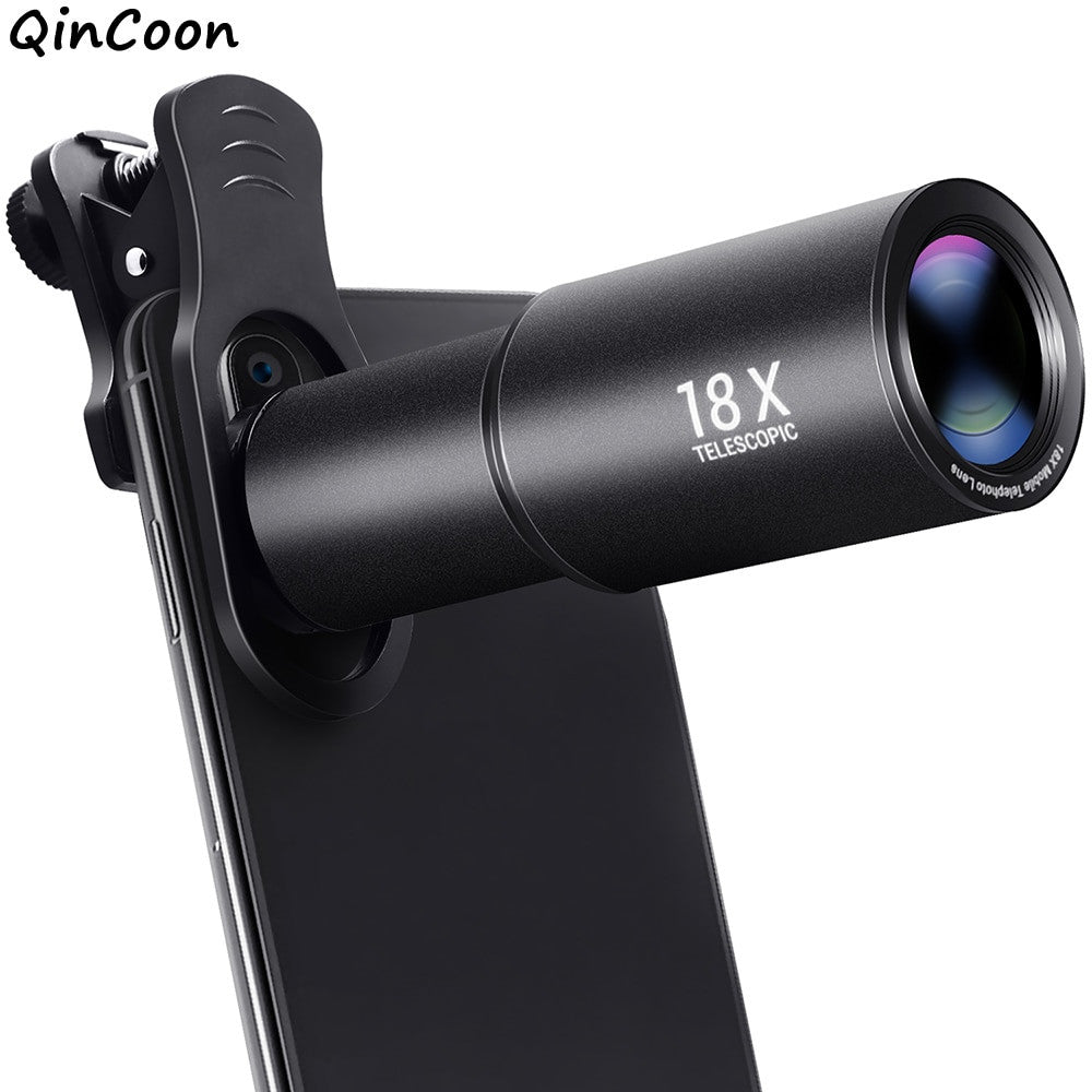 18X Zoom Telephoto Lens with Travel Case Aluminum HD Monocular Telescope Phone Camera Lens for iPhone Samsung Smartphone Mobile|Mobile Phone Lens - Frontier General Hardware