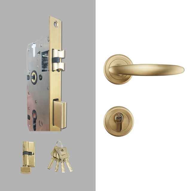 Dooroom Brass Mute Door Lever American European Modern Black Gold Interior Room Bedroom Bathroom Solid Wood Door Lock Split Knob|Door Locks