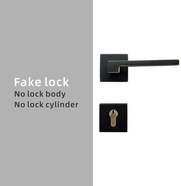 Dooroom Brass Door Lever American Nordic Modern Solid Wood Interior Door Lock Bedroom Split Mechanical Set Handle Black Square|Door Locks