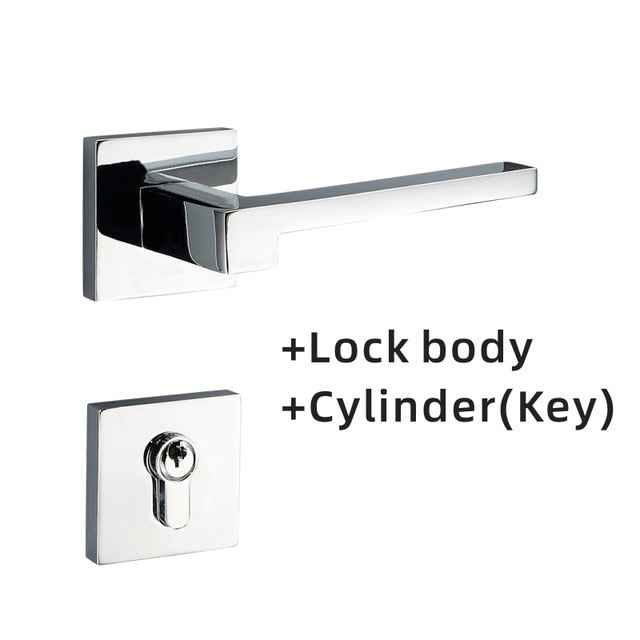 Dooroom Brass Door Lever American Nordic Modern Solid Wood Interior Door Lock Bedroom Split Mechanical Set Handle Black Square|Door Locks
