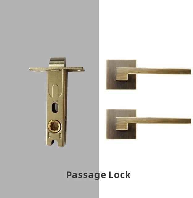 Dooroom Brass Door Lever American Nordic Modern Solid Wood Interior Door Lock Bedroom Split Mechanical Set Handle Black Square|Door Locks