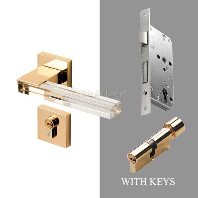 1Set Crystal Texture/Mute Room Door Lock Handle Fashion Interior Door Lock Anti theft Gate Lock Furniture Hardware GF181|Door Locks