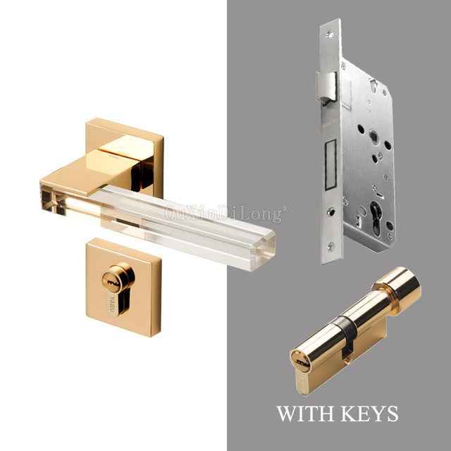 1Set Crystal Texture/Mute Room Door Lock Handle Fashion Interior Door Lock Anti theft Gate Lock Furniture Hardware GF181|Door Locks