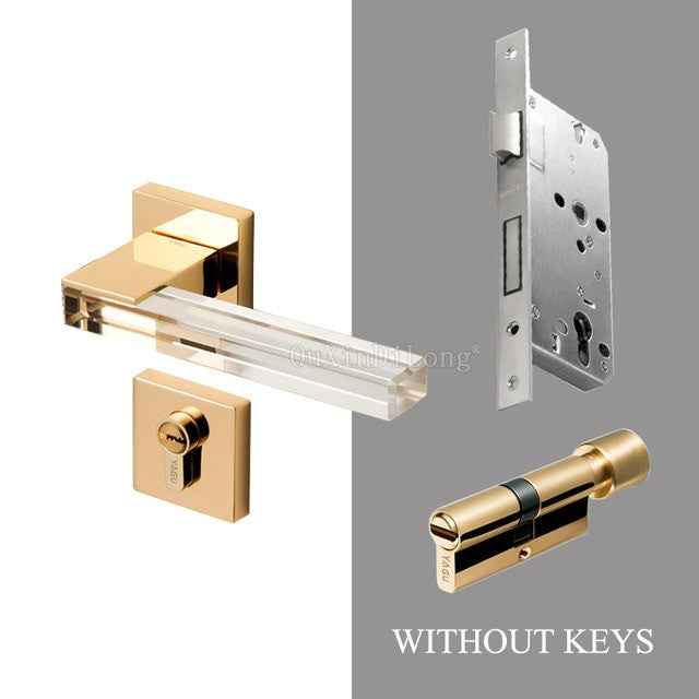 1Set Crystal Texture/Mute Room Door Lock Handle Fashion Interior Door Lock Anti theft Gate Lock Furniture Hardware GF181|Door Locks