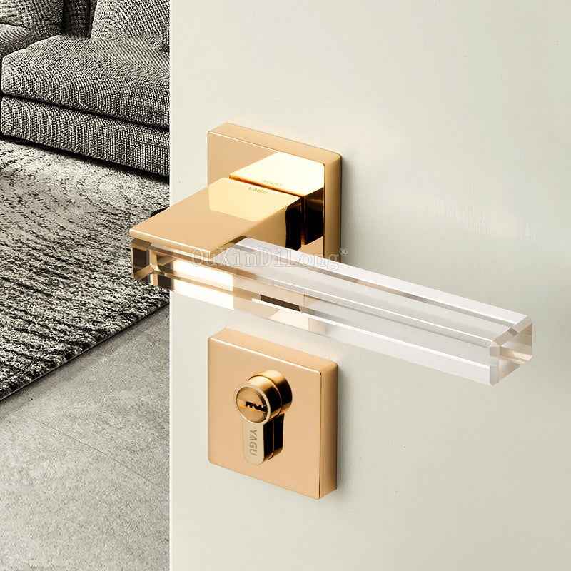 1Set Crystal Texture/Mute Room Door Lock Handle Fashion Interior Door Lock Anti theft Gate Lock Furniture Hardware GF181|Door Locks
