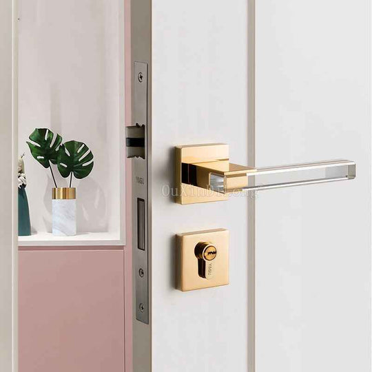 1Set Crystal Texture/Mute Room Door Lock Handle Fashion Interior Door Lock Anti theft Gate Lock Furniture Hardware GF181|Door Locks