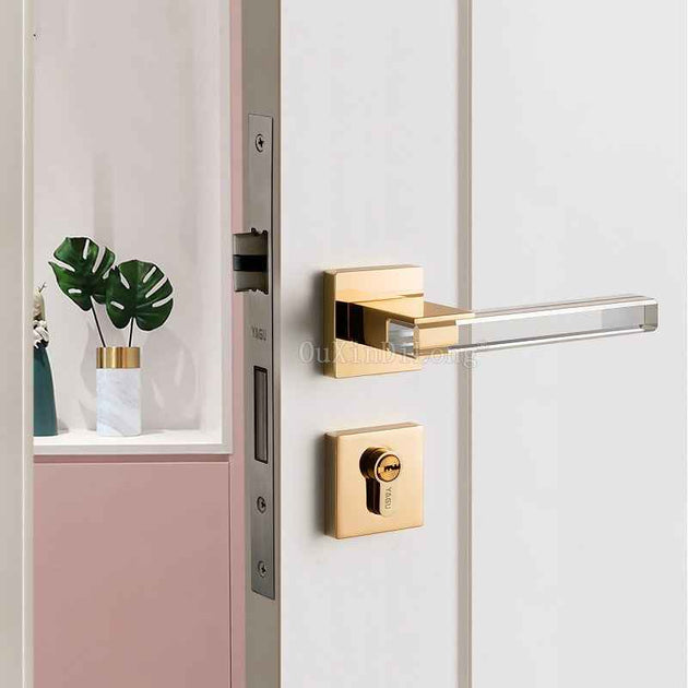 1Set Crystal Texture/Mute Room Door Lock Handle Fashion Interior Door Lock Anti theft Gate Lock Furniture Hardware GF181|Door Locks