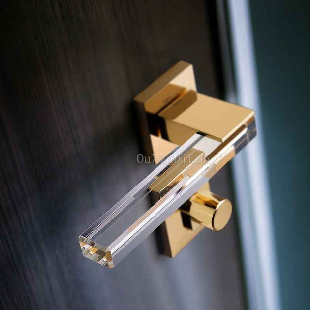 1Set Crystal Texture/Mute Room Door Lock Handle Fashion Interior Door Lock Anti theft Gate Lock Furniture Hardware GF181|Door Locks