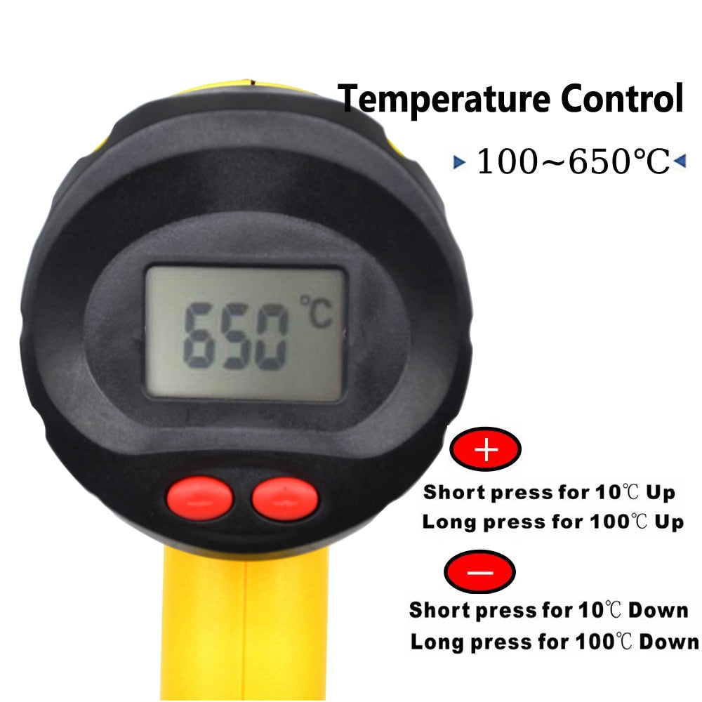 2000W 220V EU Industrial Electric Hot Air Gun Thermoregulator Heat Guns LCD Display Shrink Wrapping Thermal power tool|heat gun lcd|heat gunheat shrink gun - Frontier General Hardware