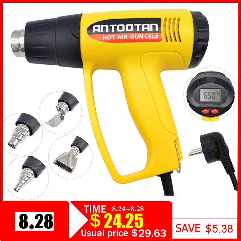 2000W 220V EU Industrial Electric Hot Air Gun Thermoregulator Heat Guns LCD Display Shrink Wrapping Thermal power tool|heat gun lcd|heat gunheat shrink gun - Frontier General Hardware