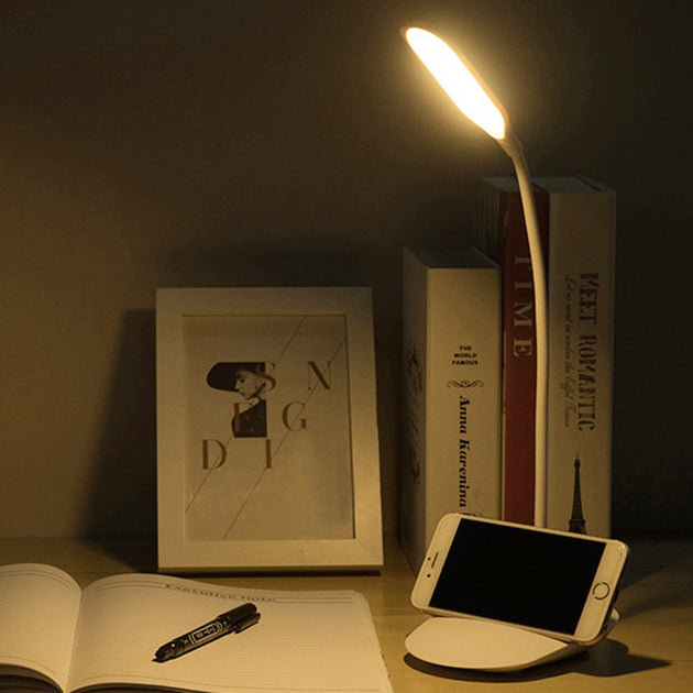 Rechargeable Desk Lamp With Phone Holder USB Charging 3 Level Dimming Touch Control 14 LED Light 2000mAh Frontier General Hardware