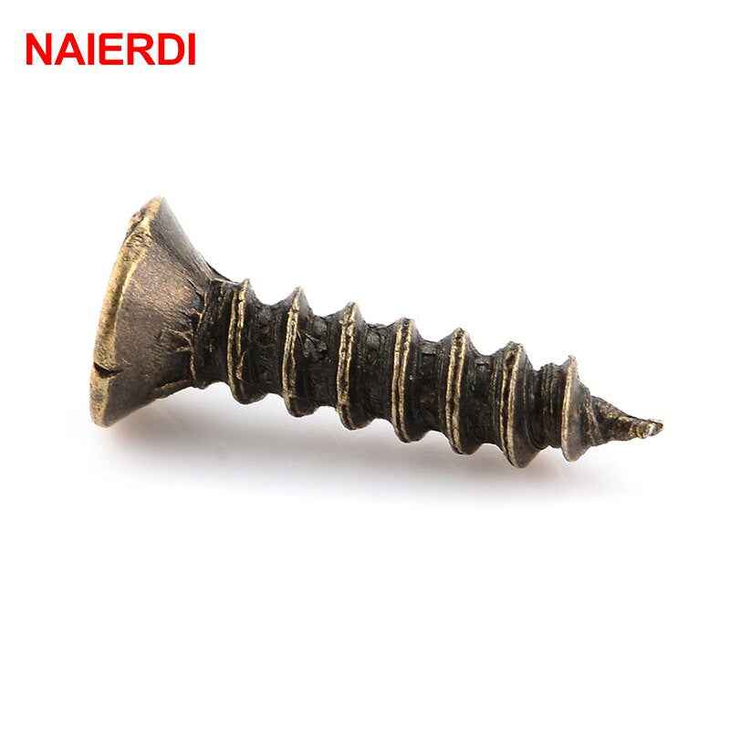 200PCS NAIERDI 2x6/8/10mm Screws Bronze Tone M2 Flat Round Head Fit Hinges Countersunk Self Tapping Screws Wood Hardware Tool|self-tapping screws|screw woodscrew screw