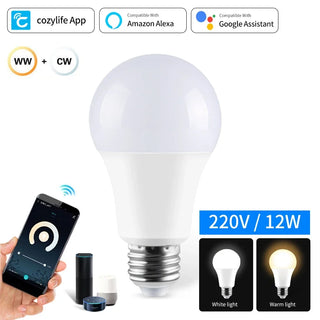 E27 WiFi Smart LED Bulbs 110V 220V Dimmable 12W 15W 20W Cozylife App Control Alexa Google Home Voice Control Frontier General Hardware