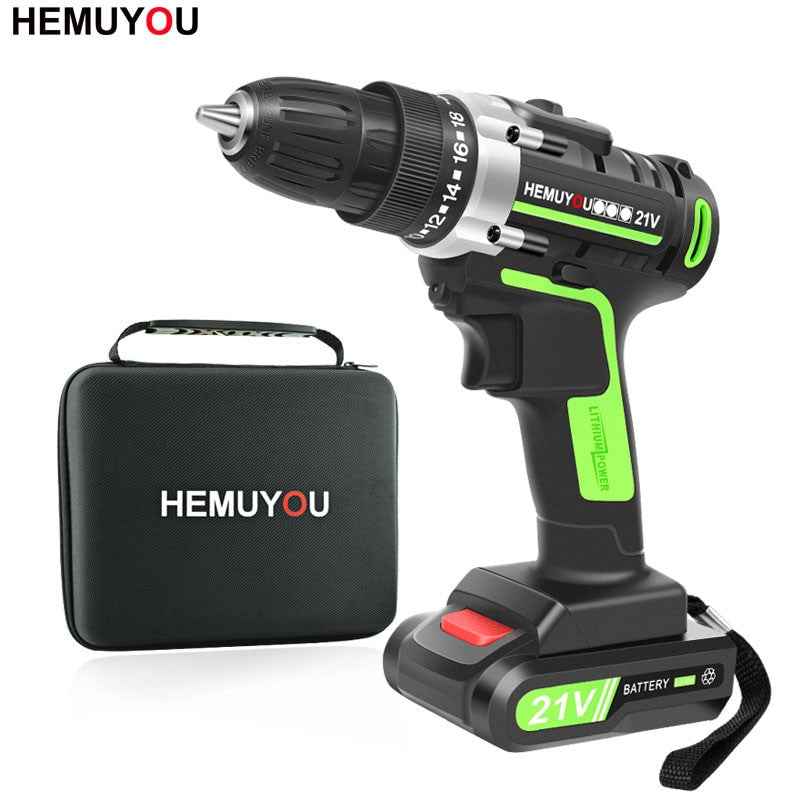 21V Screwdriver cordless Electric Drill Mini Wireless Power Drill Lithium Ion Battery Screwdriver Power Tools 3/8 In Chuck|Electric Drills