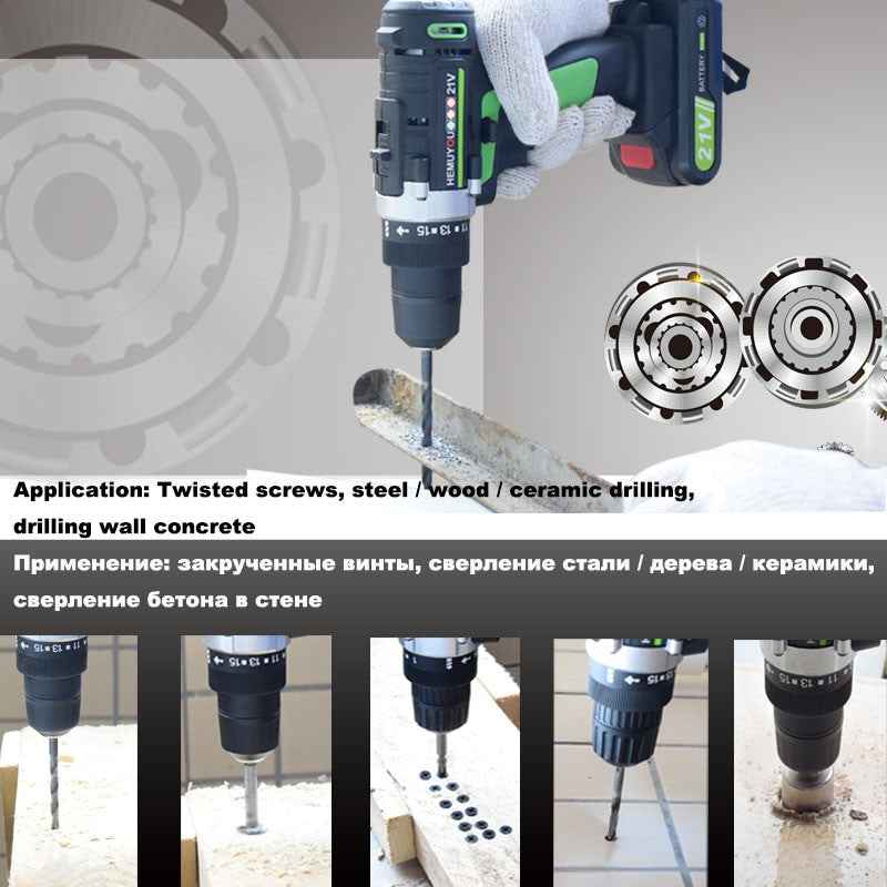 21V Screwdriver cordless Electric Drill Mini Wireless Power Drill Lithium Ion Battery Screwdriver Power Tools 3/8 In Chuck|Electric Drills
