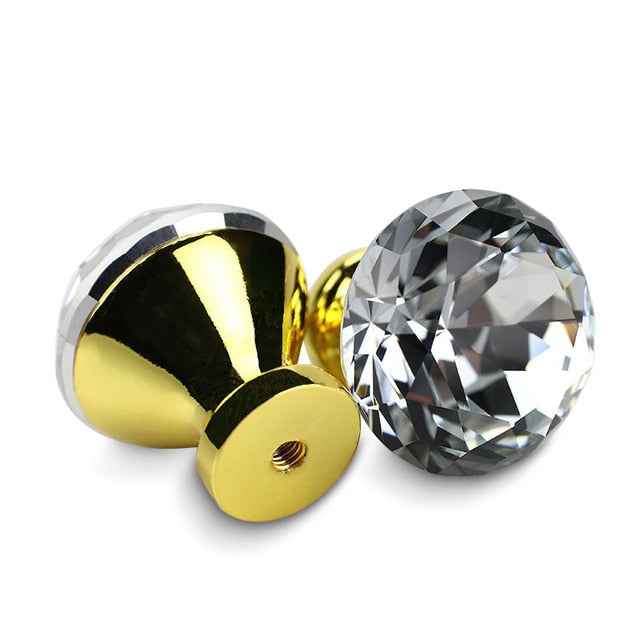 KAK 30mm Kitchen Cabinet Handles Diamond Shape Design Crystal Glass Knobs Cupboard Pulls Drawer Knobs Furniture Handle Hardware|Cabinet Pulls