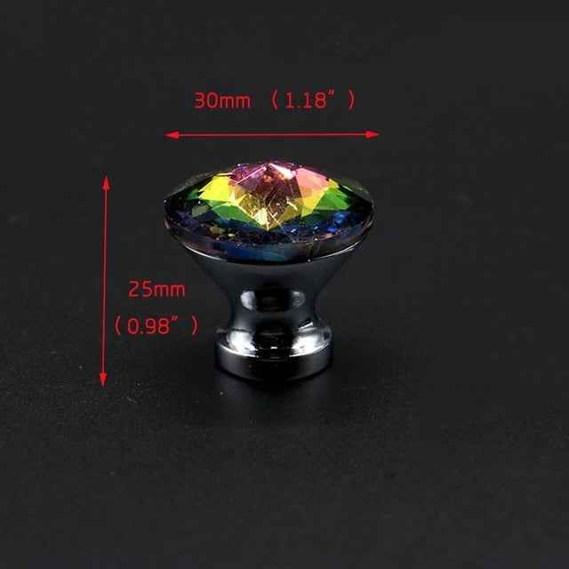 KAK 30mm Kitchen Cabinet Handles Diamond Shape Design Crystal Glass Knobs Cupboard Pulls Drawer Knobs Furniture Handle Hardware|Cabinet Pulls
