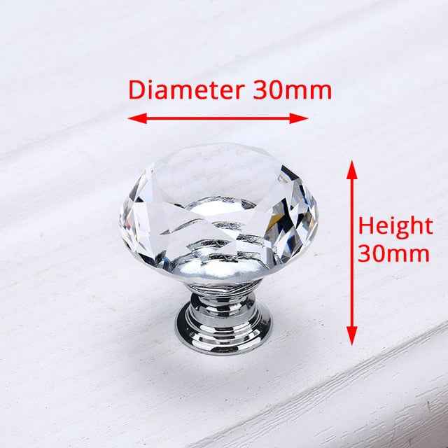 KAK 30mm Diamond Shape Crystal Glass Knobs and Handles Dresser Drawer Knobs Kitchen Cabinet Handles Furniture Handle Hardware|Cabinet Pulls