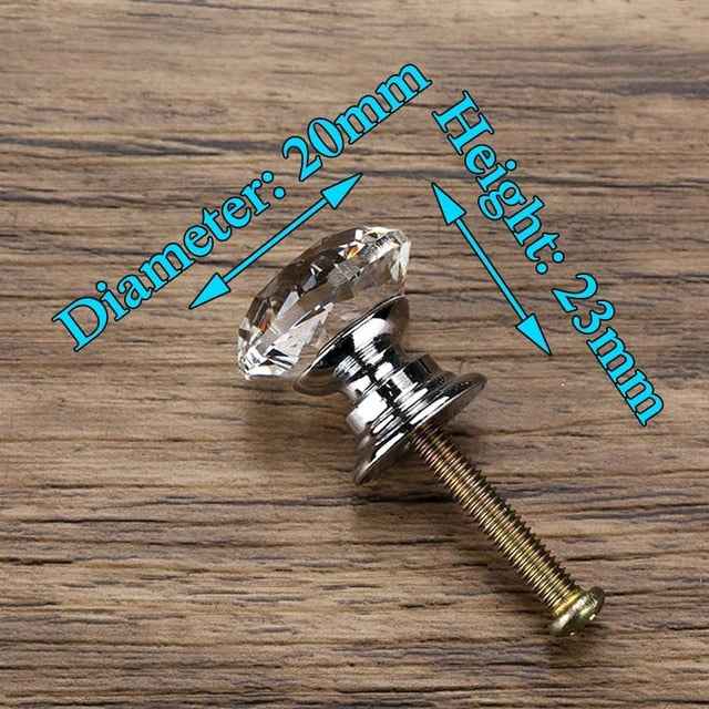 KAK 30mm Diamond Shape Crystal Glass Knobs and Handles Dresser Drawer Knobs Kitchen Cabinet Handles Furniture Handle Hardware|Cabinet Pulls