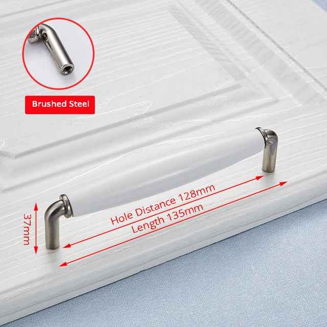 NAIERDI Modern Ceramic Cabinet Handles Zinc Alloy Drawer Knobs Bright Chrome Wardrobe Door Handles Furniture Handle 96mm/128mm|Cabinet Pulls