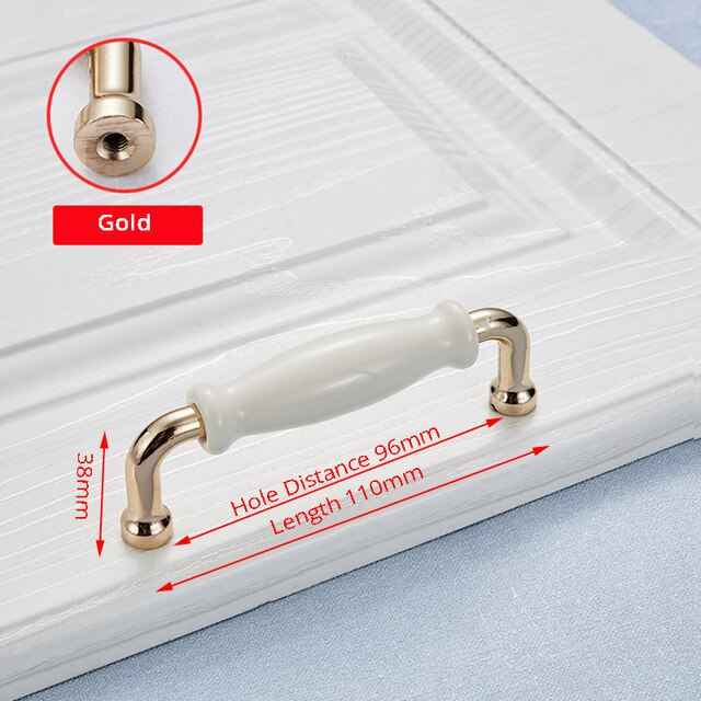 NAIERDI Modern Ceramic Cabinet Handles Zinc Alloy Drawer Knobs Bright Chrome Wardrobe Door Handles Furniture Handle 96mm/128mm|Cabinet Pulls