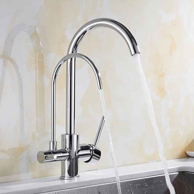 Deck Mounted Black Kitchen Faucets Pull Out Hot Cold Water Filter Tap for Kitchen Three Ways Sink Mixer Kitchen Faucet ELK9139B|Kitchen Faucets