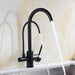 Deck Mounted Black Kitchen Faucets Pull Out Hot Cold Water Filter Tap for Kitchen Three Ways Sink Mixer Kitchen Faucet ELK9139B|Kitchen Faucets