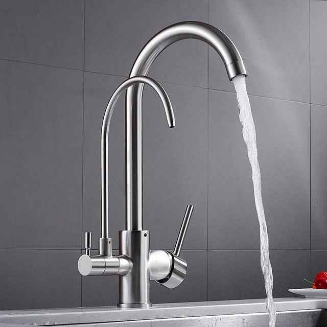Deck Mounted Black Kitchen Faucets Pull Out Hot Cold Water Filter Tap for Kitchen Three Ways Sink Mixer Kitchen Faucet ELK9139B|Kitchen Faucets
