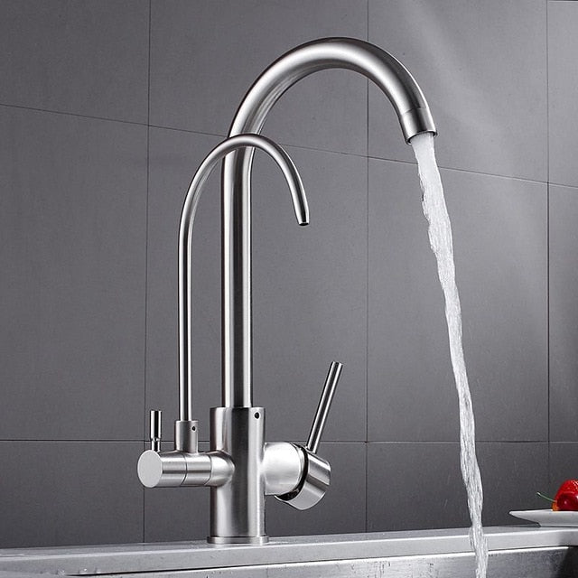 Deck Mounted Black Kitchen Faucets Pull Out Hot Cold Water Filter Tap for Kitchen Three Ways Sink Mixer Kitchen Faucet ELK9139B|Kitchen Faucets - Frontier General Hardware