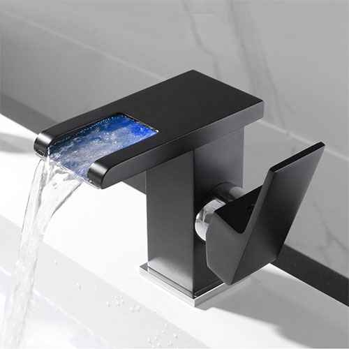 XUNSHINI LED RGB color change Waterfall Bathroom Basin Faucet Bathroom Mixer Tap Sink Faucet Single Handle Toilet Mixer Tap|Basin Faucets