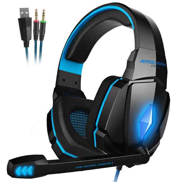 KOTION EACH Gaming Headset Casque Deep Bass Stereo Game Headphone with Microphone LED Light for PS4 Phone Laptop PC Gamer|Phone Earphones & Headphones