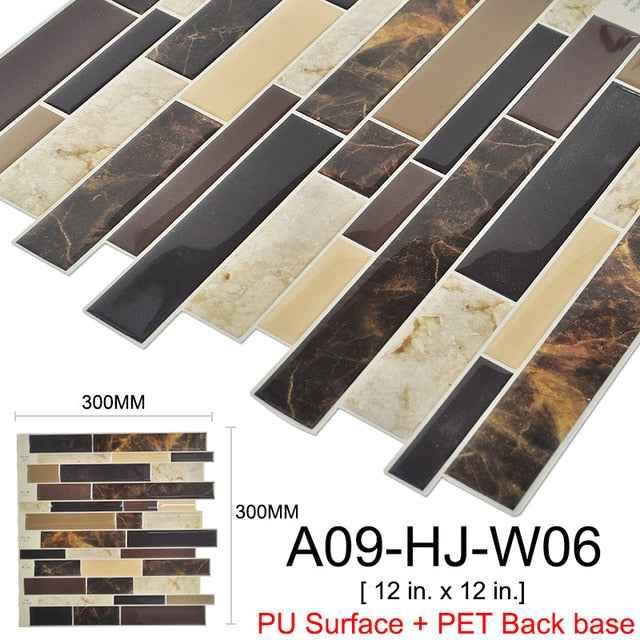 Kaguyahime 3D Self Adhesive Wallpaper Mosaic Tiles Wall Stickers Waterproof Stickers Decoration Wall Panel Kitchen Home Decor|Wall Stickers